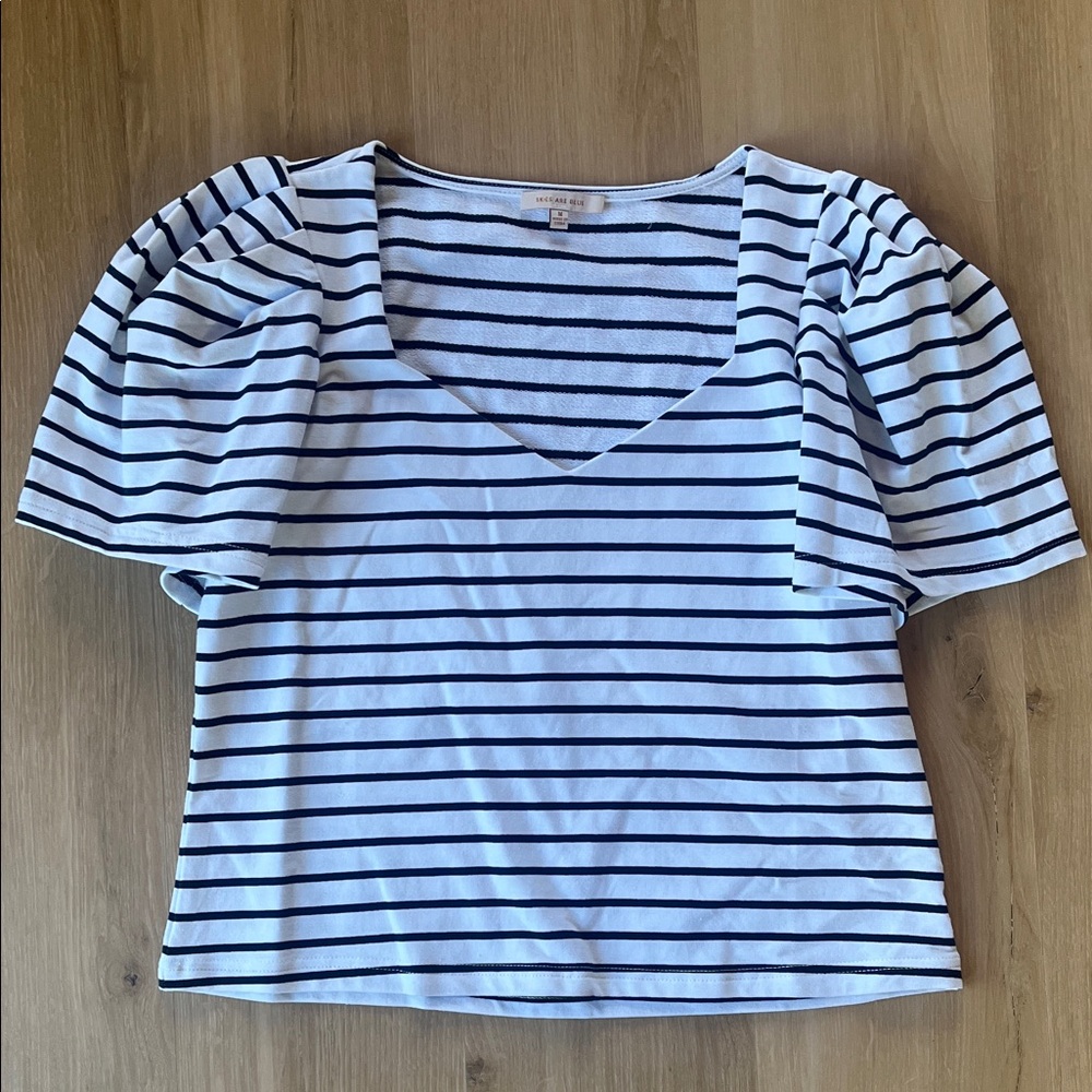 Skies Are Blue Navy and White Striped Top